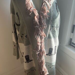 Zara Multicolor Fringed Sweater/Coat